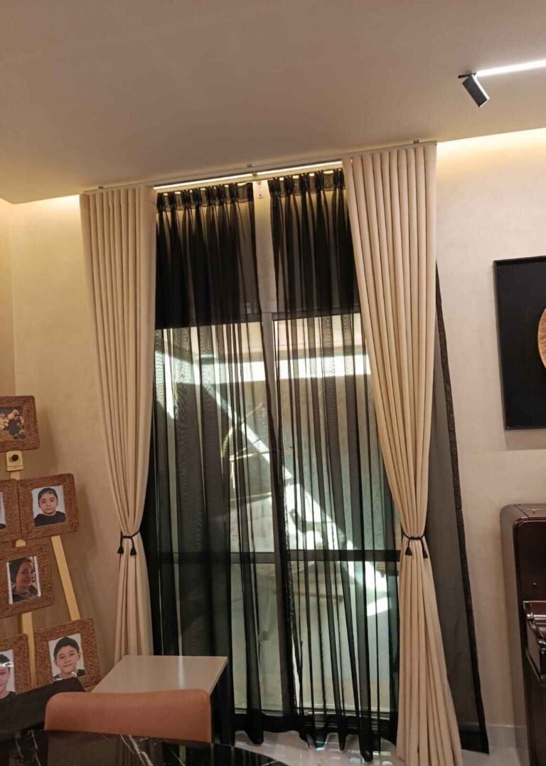 Curtains Carpets Sofas Layered Sheer Blackout Curtains in Qatar - Rahman Maintenance Qatar